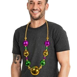 💜💛💚Festive Mardi Gras Beaded Necklace JUMBO